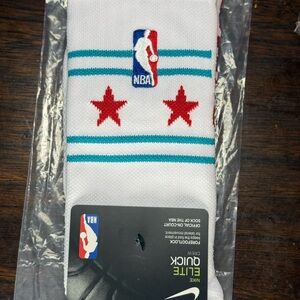 Nike NBA Elite Quick Crew Socks - White with Red and Blue